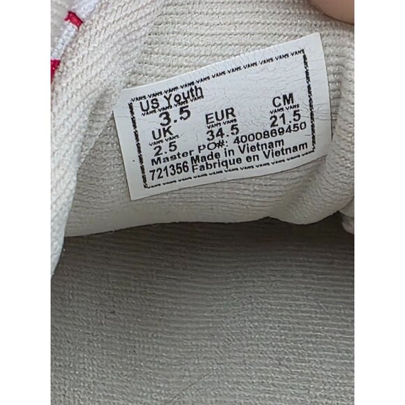 Kids Vans Off The Wall Logo Red & White Canvas Lace-Up Sneakers Youth sz 3.5 - Picture 6 of 8